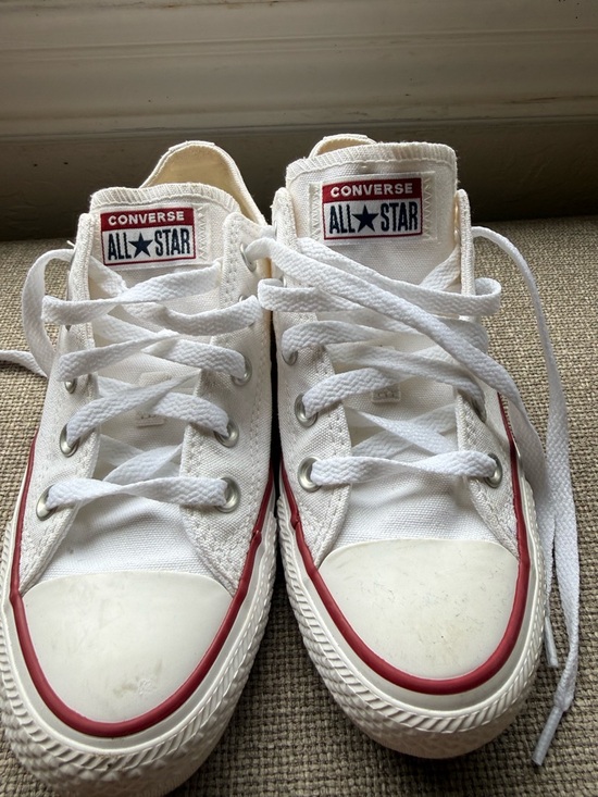 Converse Kids White Low-Top Sneakers with Red Trim - Picture 4 of 6
